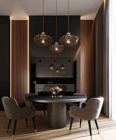 gray-dining-table-under-pendant-lamps